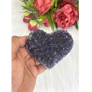 Amethyst Cluster Heart - 77MM Gemmy Amethyst Heart - Quality Amethyst Cluster